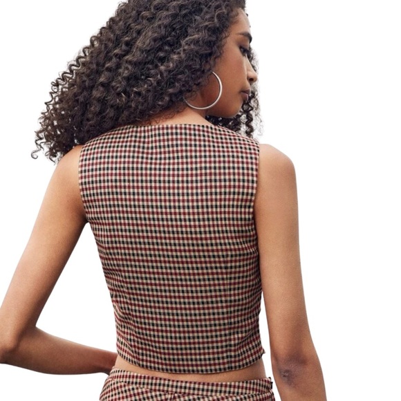 Gingham Vest Blazer Top Sz. Medium - Picture 4 of 6